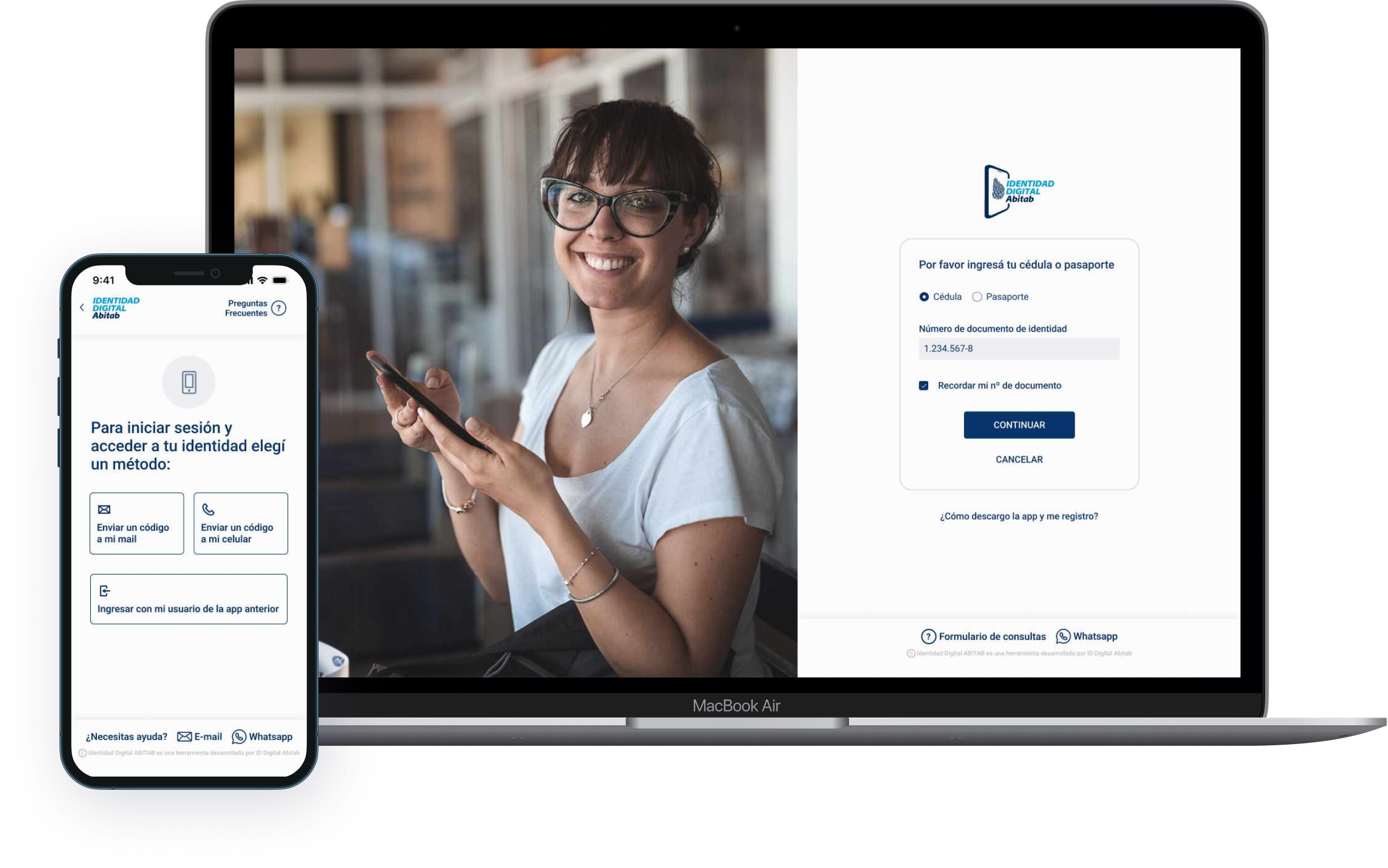Identidad Digital Abitab, mobile and web